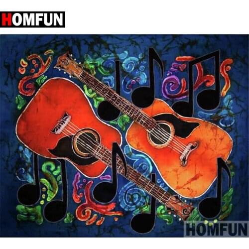 HOMFUN Full Square/Round Drill 5D DIY Diamond Painting "Oil painting guitar" Embroidery Cross Stitch 5D Home Decor A18023
