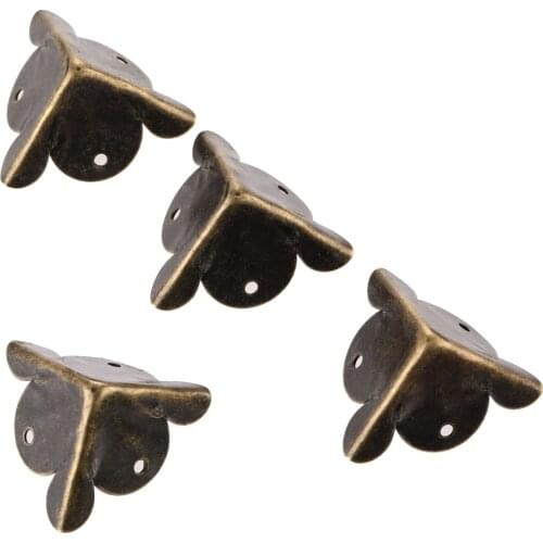 4pcs Iron Corner Decorative Protectors 18/25mm 3 Holes Luggage Table Box Bags Corner Wooden Case Furniture Feet Leg Corner