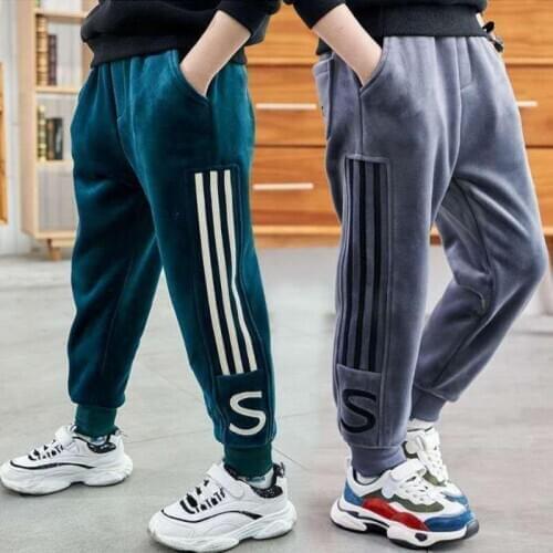 Children Winter Pants Sports Warm Trousers Berber Fleece Kids Thick Pants Boys Long Trousers For 4-14 Years Kids Causal Pants