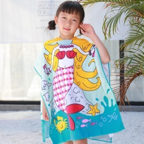 Baby Bathing Swim Can Wear Childrens Bath Towel Cartoon Hooded Beach Clothes Kids Boys and Girls Bath Towel Cloak
