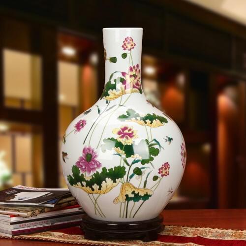 Jingdezhen Ceramic vase Lotus Flower Celestial Sphere Large Vase Modern Garden Home Furnishing Decoration floor vases big home