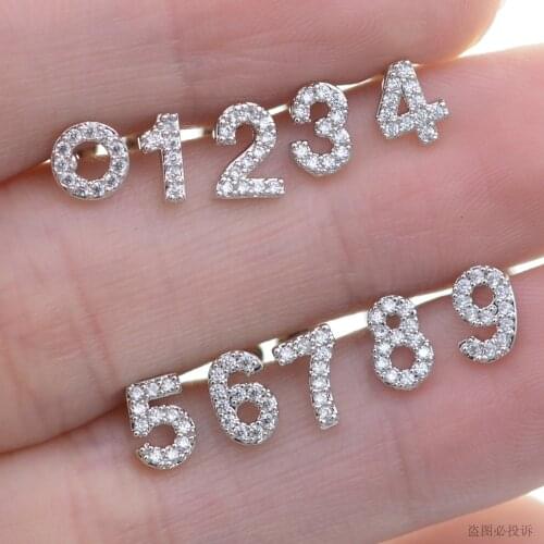 2Pcs 1x6mm Rod Top Micro Inlaid Zircon Number Helix Piercing Stud Cartilage Conch Tragus Earrings Nose Ring Ohrring Ear Jewelry