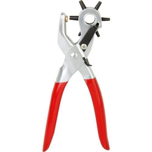Leather Hole Punch Hand Plier W/ 6 Tube For Heavy Duty Belt Hole