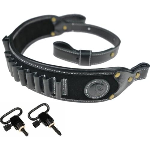 Leather Hunting Rifle Sling Belts Adjustable Tactical Shotgun Shoulder Pad Strap Bullet Cartridge Holder Gun Accessories