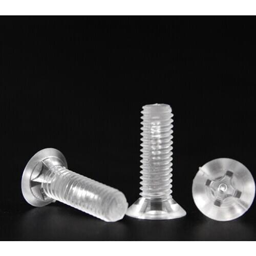 200PCS M2 M3 M4 M5 M6 Transparent Acrylic Flat Cross Recessed Countersunk Head Machine Screws Clear Screw Fastners L4mm-40mm