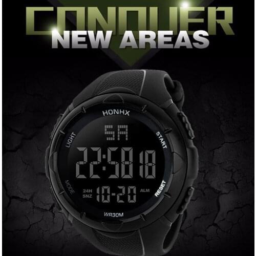 Fashion Waterproof Men Boy LED Digital Stopwatch Date Silicone Sport Wrist Watch Electronic Wrist Clock Masculino Montre Homme