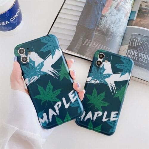 Fashion Retro Leaves Phone Case For iPhone 11 Pro SE 8 7 Plus Soft IMD cases For iPhone X XR XS Max luxury protective cover capa