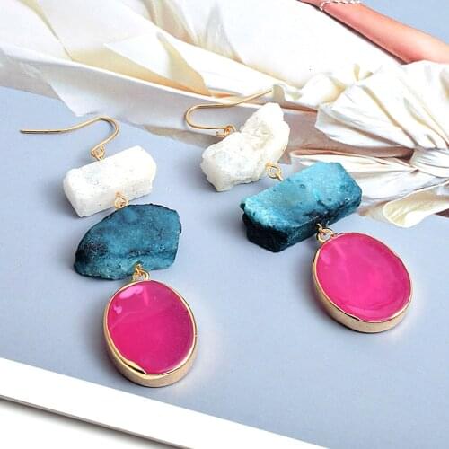 Fancy Chic Resin Earrings Long Dangle Earrings Jewelry Natural Stone Earrings For Women Accessories Brincos