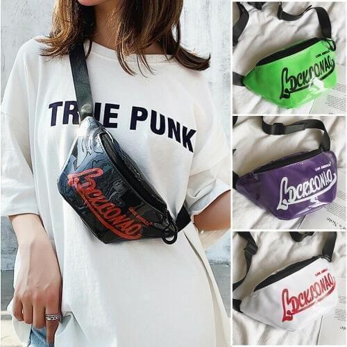 2019 Newest Hot Women/Men Waist Fanny Pack Candy Color Printed PU Leather Belt Bag Travel Hip Bum Bag Small Purse Chest Pouch