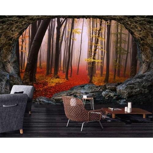 Beibehang customized space stretches natural forest landscape office restaurant bedroom background wallpaper home decoration