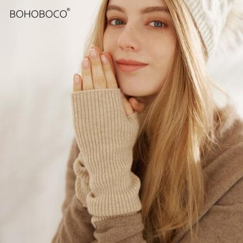 Autumn Winter Warm Sports Fitness Touch Screen Cycling Thin Mittens Female Wool Knit Cashmere Gloves