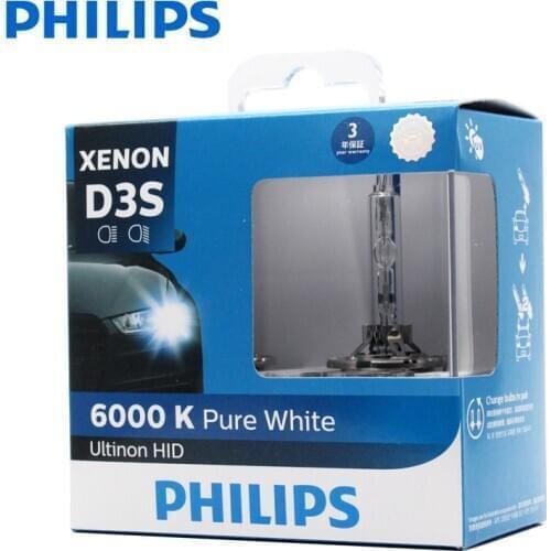 Philips D3S 6000K 35W Ultinon HID Cool Blue Xenon White Light Auto Bulbs Original Car Head Lamps Quick Start, Pair 42403WXX2
