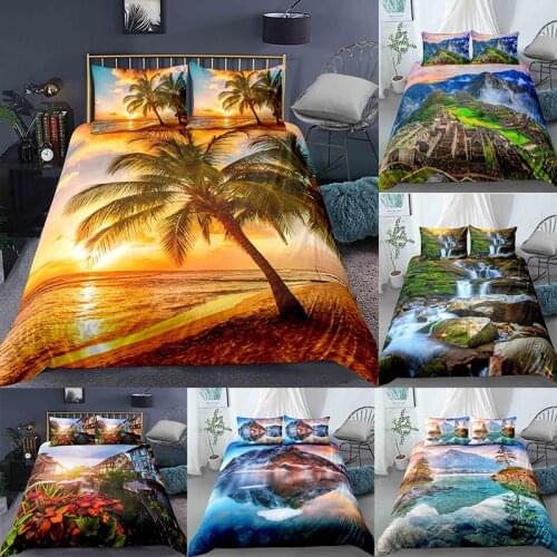 Scenery Print Bedding Four-piece Pillowcase Quilt Bed Sheet