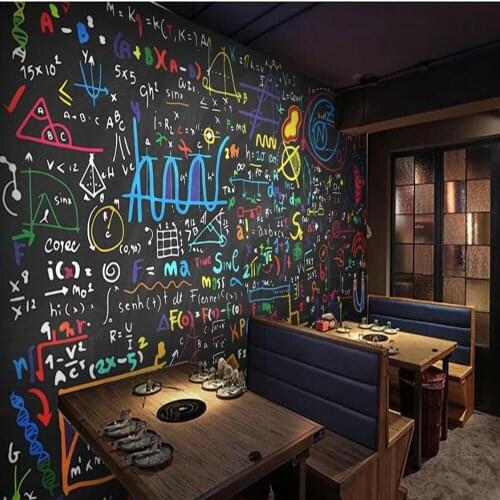 Milofi manufacturers custom 3d European and American math formula blackboard background wallpaper mural