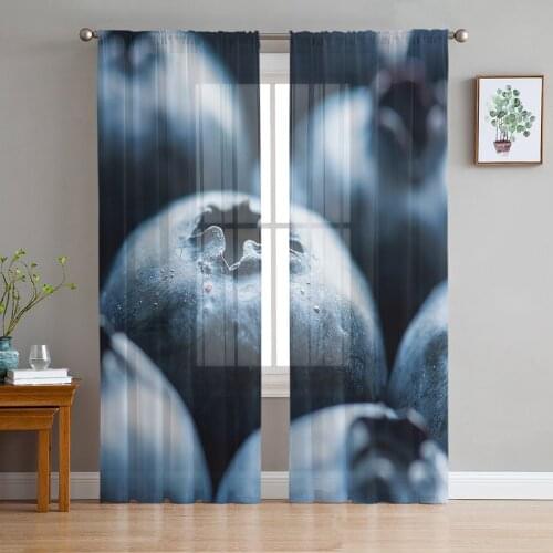 Bedroom Sheer Curtains Summer Blueberry Fruit Living Room Kitchen Window Curtains Garden Terrace Balcony Bedroom Sheer Curtains