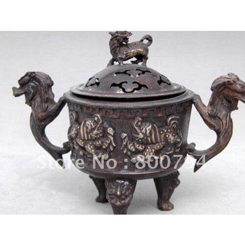 Collectable Qing Dynasty copper Dragon Incense Stove\Censer,with carved, Decoration