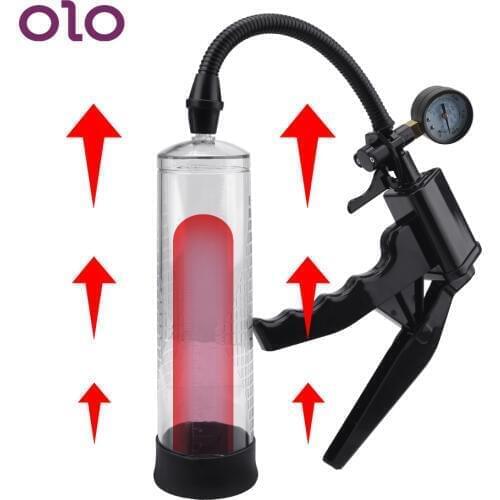 OLO Delayed Ejaculation Sex Toy For Men Vacuum Pump Penis Enlargement With Master Pressure Gauge Penis Pump Penis Extender