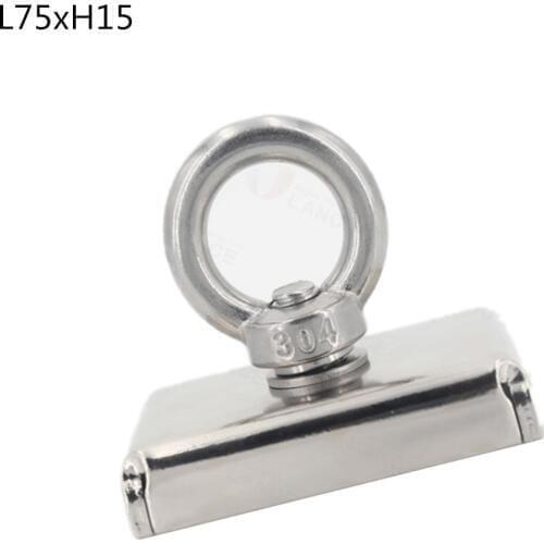 L75xH15mm Strong Neodymium Magnet Double side Search magnet hook super power Salvage Fishing magnetic Stell Cup holder