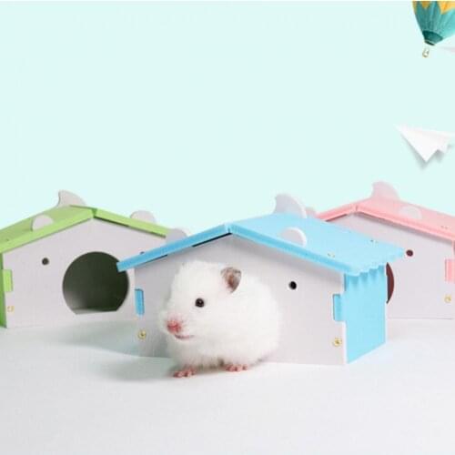 Lovely Small Pet Hamster House Cages Mice Squirrel Wooden Sleeping House Nest Toy Cage Decor Pet Products Accessories