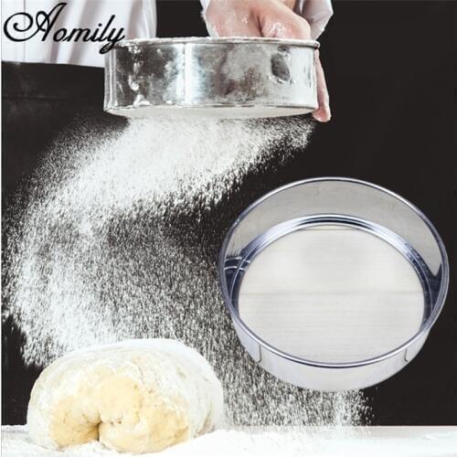 Aomily 15cm Stainless Steel Mesh Flour Sifter Mechanical Baking Icing Sugar Shaker Sieve Cup Shape Bakeware Baking Pastry Tools