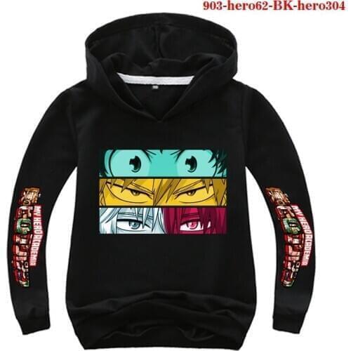 Boku no Hero Academia Boys Hoodies Kids Streetwear Sweatshirt Children Harajuku Hooded Pullovers Baby Girls Casual Sportswear