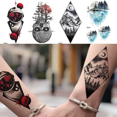 Space Man Peak Temporary Tattoo Stickers Women Body Arm Black Waterproof Lovers Tatoos Men Wrist Ghost Fake Tatoos Makeup Tips