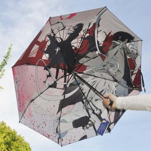 Bungo Stray Dogs Umbrella Three-Folding Non-Auto Umbrella Cartoon Windproof Folding Sun Rain Lolita