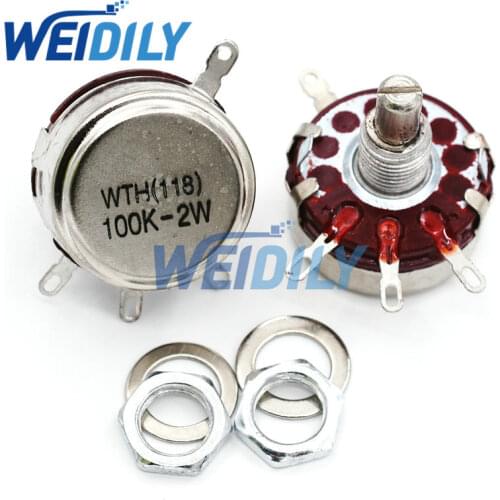 2PCS WTH118 100K 2W 1A Potentiometer New Authentic Variable Resistor VR Resistance 100K Ohm