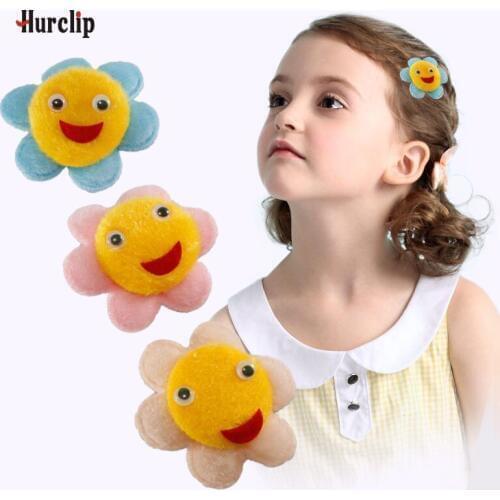 2 pcs assorted Cute kid favour sunflower Hairpin for kids hair accessories smile hair clips for girl