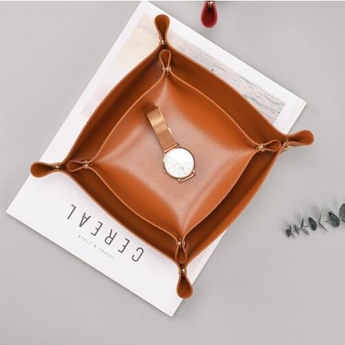 2 Pack Pu Waterproof Leather Storage Box Desk Organizer Container for Sundries Jewlery Cosmetics Glasses Wallet Office Home Use