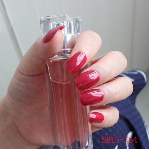 24pcs New design candy oval decorative fake nails long round section sexy red L764