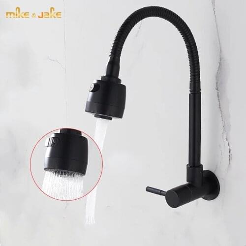 304 stainless steel wall type black kitchen mixer single cold faucet wall mounted black basin sink faucet crane black mop taps