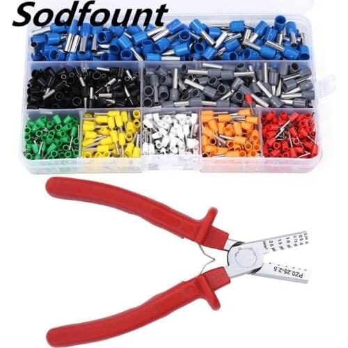 800PCS European style tube terminal set Cold press terminal combination Boxed terminal with pliers