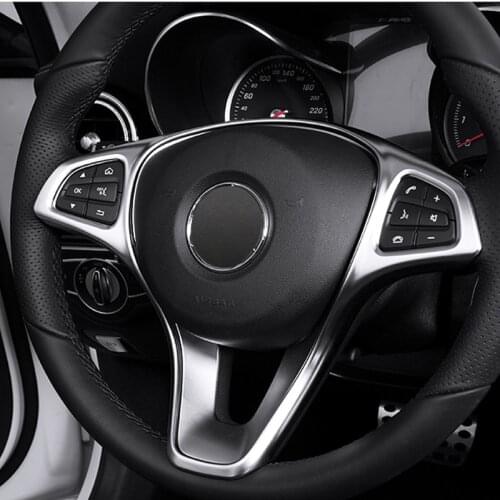 ABS sticker steering wheel button trim decorative frame sticker accessories for Mercedes Benz W205 W213 GLA GLC E C Class