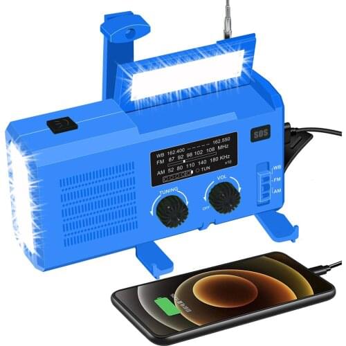 Emergency Solar Radio Hand Crank Phone Charger COB Multi-Purpose Super Bright Flashlight