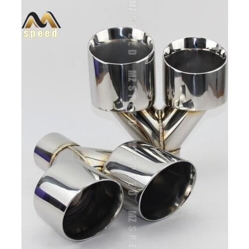 Car Accessories stainless steel and bright face without marked Y-type double outlet straight edge exhaust pipe tailpipe