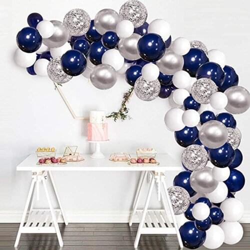 White and blue balloon chain suit party combination Balloon Wedding Decoration