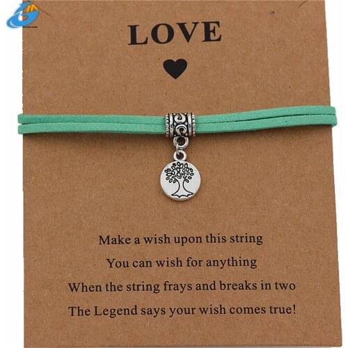 DGW Tree of Life Charms Wish Card Bracelet for Women Girls Adjustable Friendship Bracelets Family Tree Jewelry Meaningful Gift