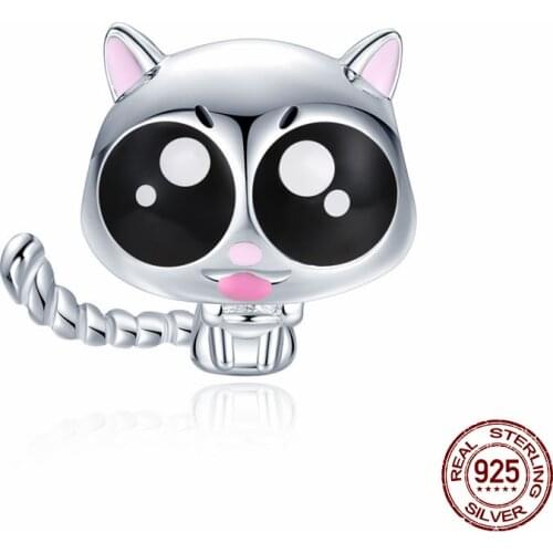 CodeMonkey 925 Sterling Silver Cute Cat Charms Animal Beads Fit Original Design Bracelet Pendant Beads For Jewelry Making CM055