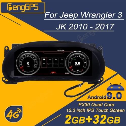 Virtual Cockpit For Jeep Wrangler 3 JK 2010-2017 Android Car Radio Virtual Instrument Cluster Digital Dashboard Panel Multimedia