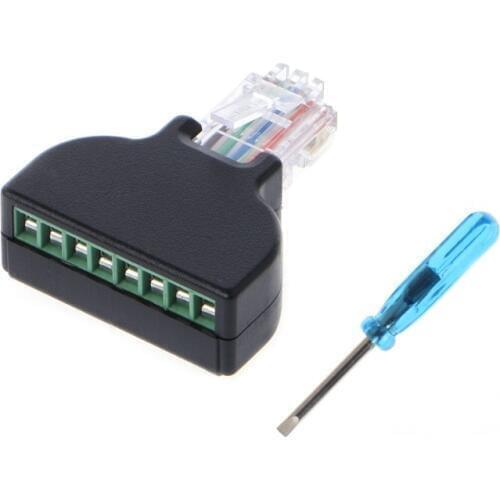 For CCTV camera RJ45 Ethernet Male To 8 Pin AV Terminal Screw Adapter Converter Block Plug