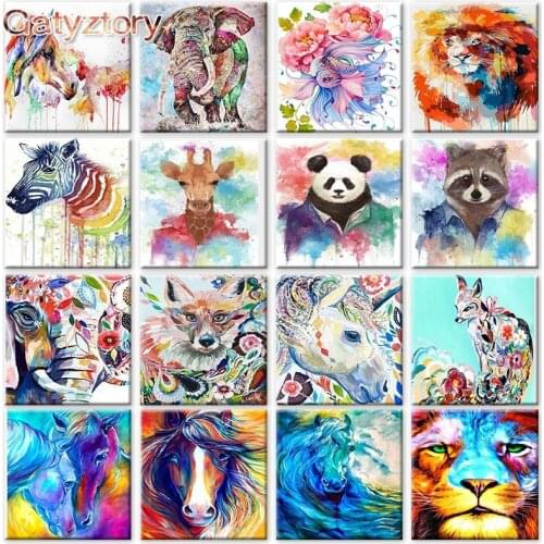 GATYZTORY DIY Oil Painting By Numbers Animal Handpainted Gift Unframe Coloring By Numbers Animal Home Decoration