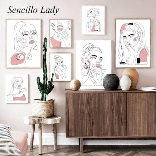 Boho Style Line Drawing Woman Art Poster Abstract Canvas Painting Print Minimalist Wall Picture Modern Living Room Decoration