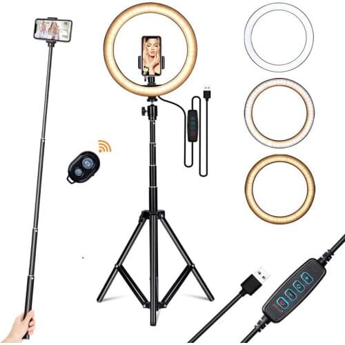 10 Inch Selfie Makeup Ring Led Lights Tripod Video Live USB Lamp Phone Tripod Youtube Tiktok Photo Studio Dimming Ring Light
