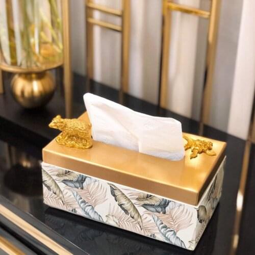 Brass Tissue Box Euro Exquisite Storage Livingroom Decor Home Luxury Animal Model Paper Extraction Box Teatable Napkins Box