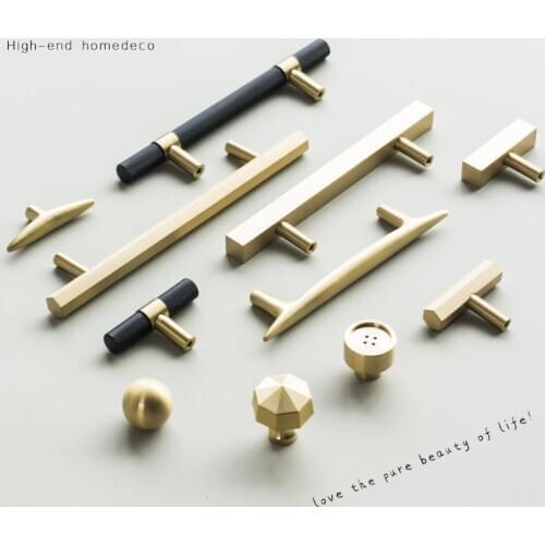 Brass Handles Lightweight and Luxury Nordic Brass Handle Drawer Wardrobe Cabinet Modern Simplicity