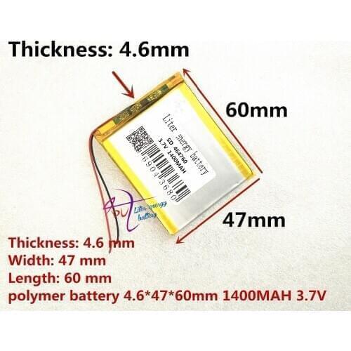 Llithium battery 3.7V 1400mAh SD464760 for digital products MP3 MP4 bluetooth headset battery GPS battery