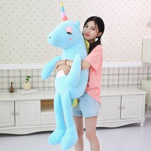 Cute Girl Rainbow Unicorn Doll Plush Toys Sleeping Pillow Elastic Soft Plush Filling Ppcotton Birthday Gift To Girls Decorative