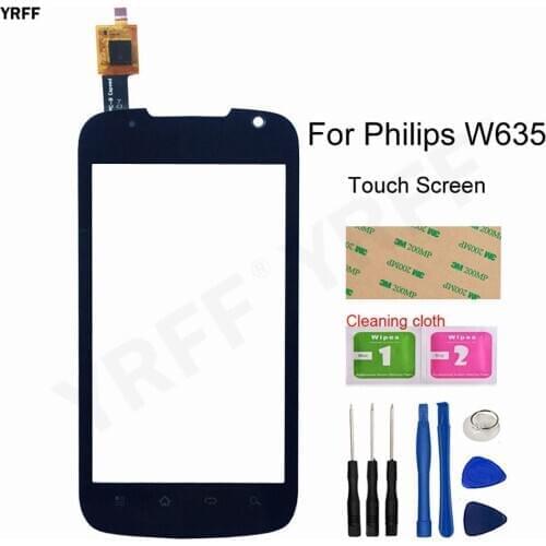Mobile Touch Screen For Philips W635 Touch Screen Digitizer 4.5" Touch Front Glass Panel Sensor Free Adhesive Wipes