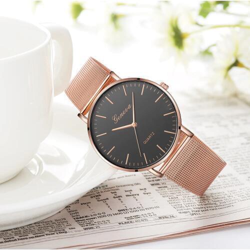 Fashion Casual watches Womens Men GENEVA Womens Classic Quartz Stainless Steel Wrist Watch Bracelet Watches